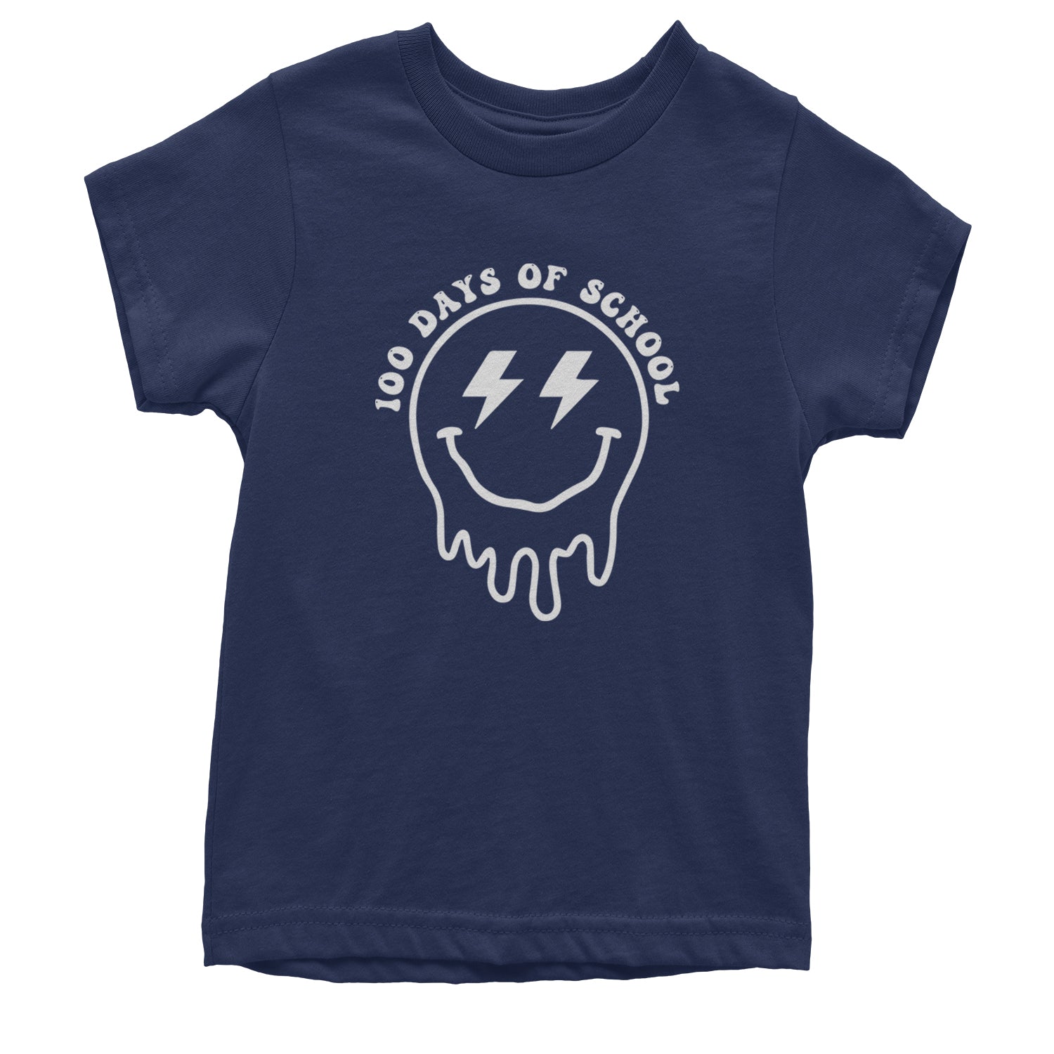 Melting Smile Face 100 Days Of School Youth T-shirt Navy Blue