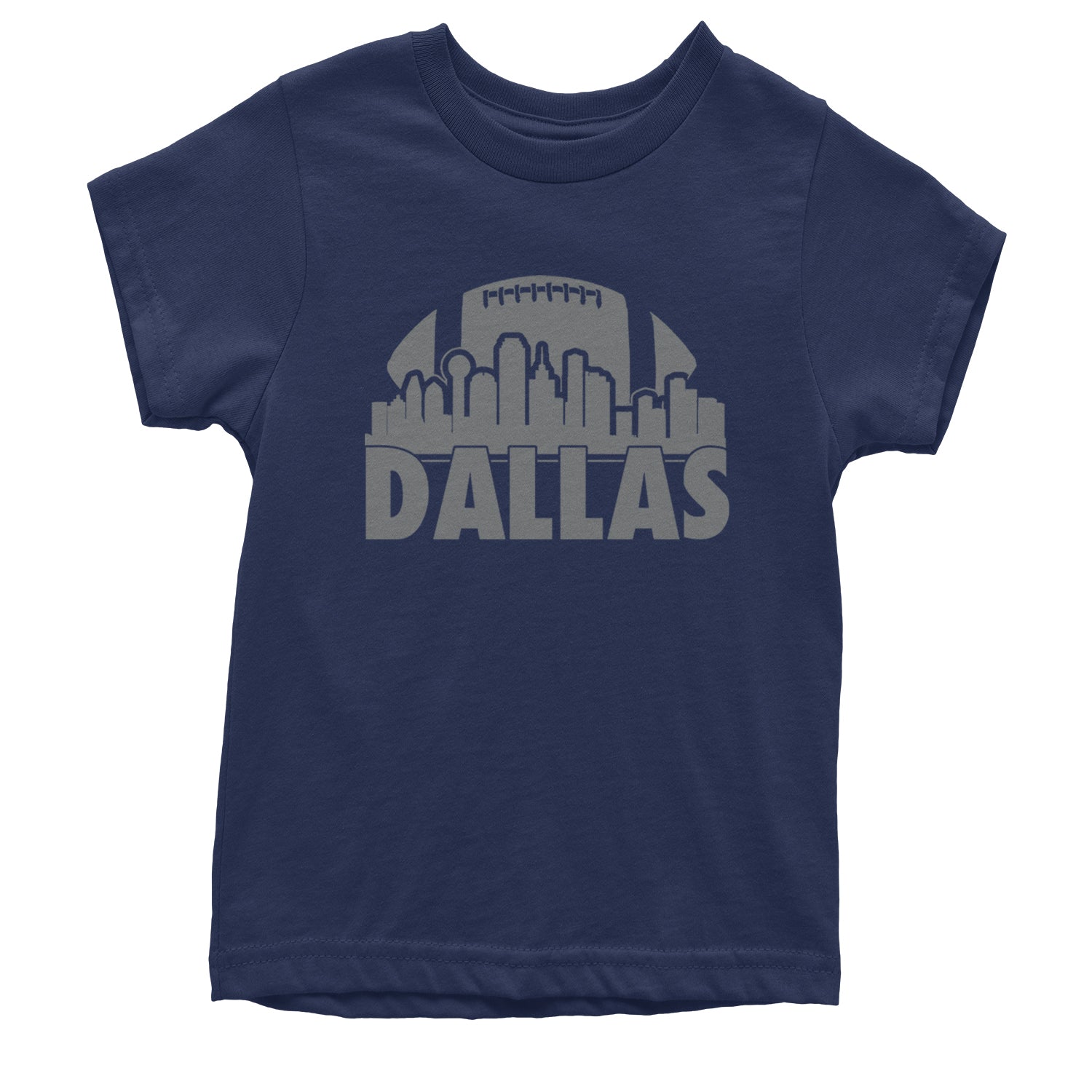 Dallas Texas Skyline Youth T-shirt Navy Blue