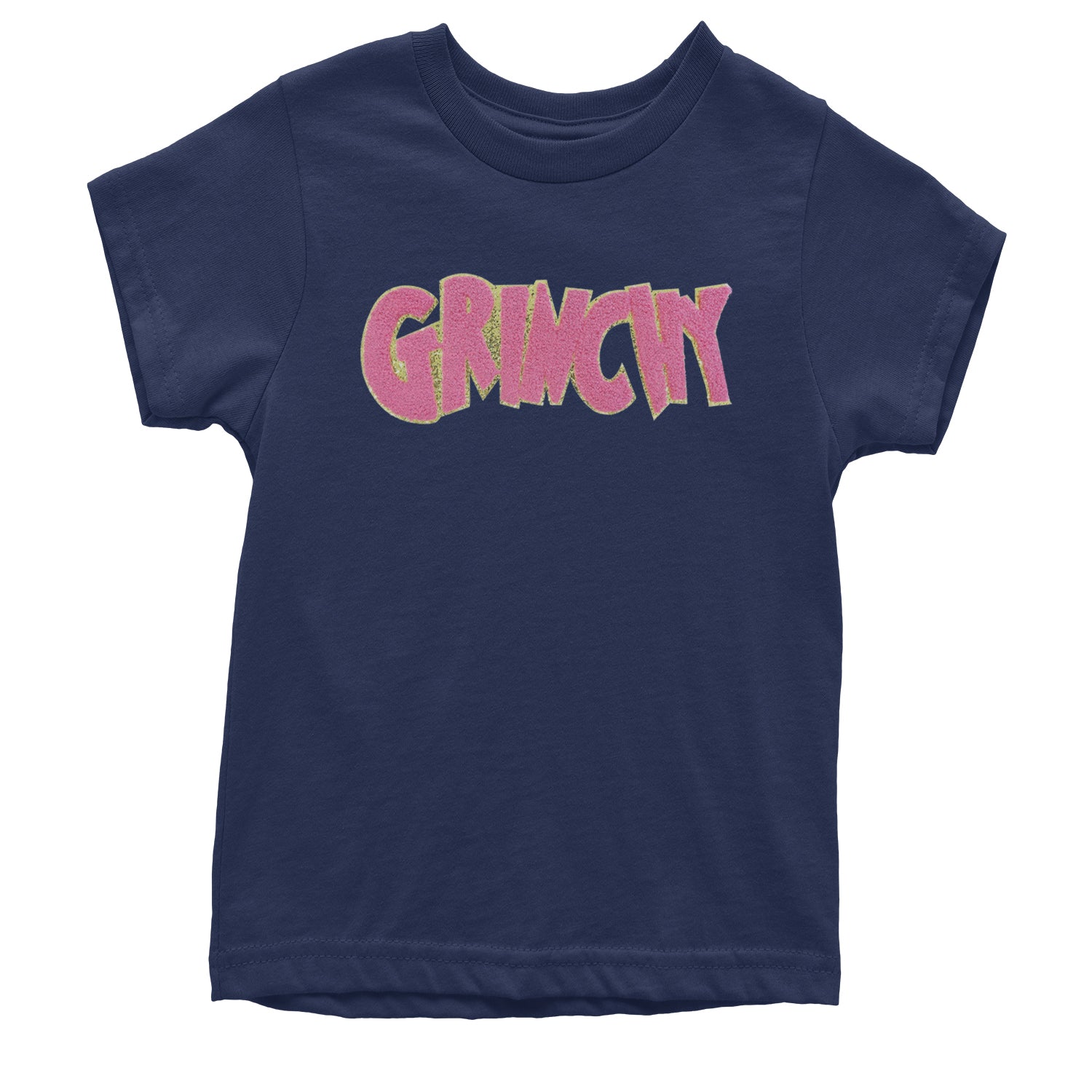 Pink Gr-nchy Chenille Patch Youth T-shirt Navy Blue