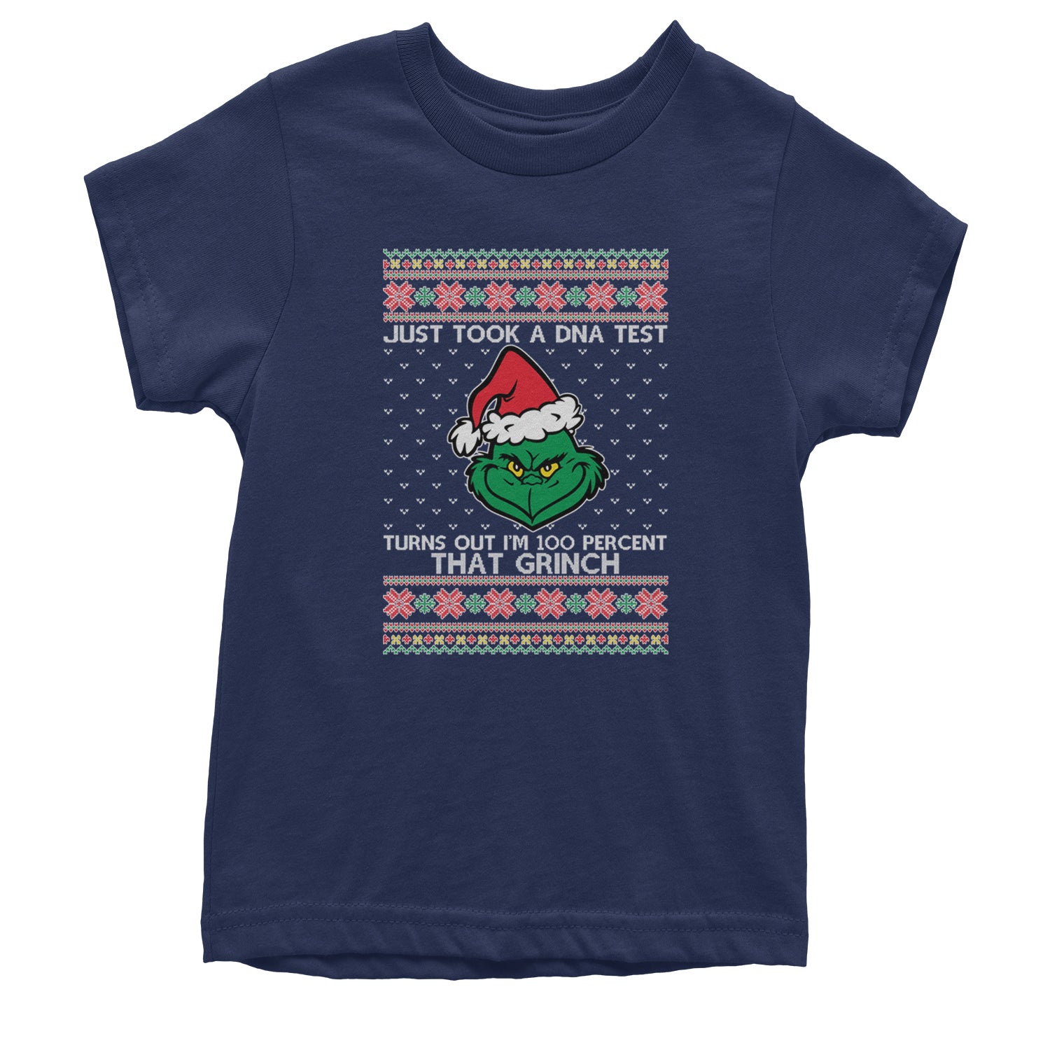 One Hundred Percent That Gr-nch Ugly Christmas Youth T-shirt Navy Blue