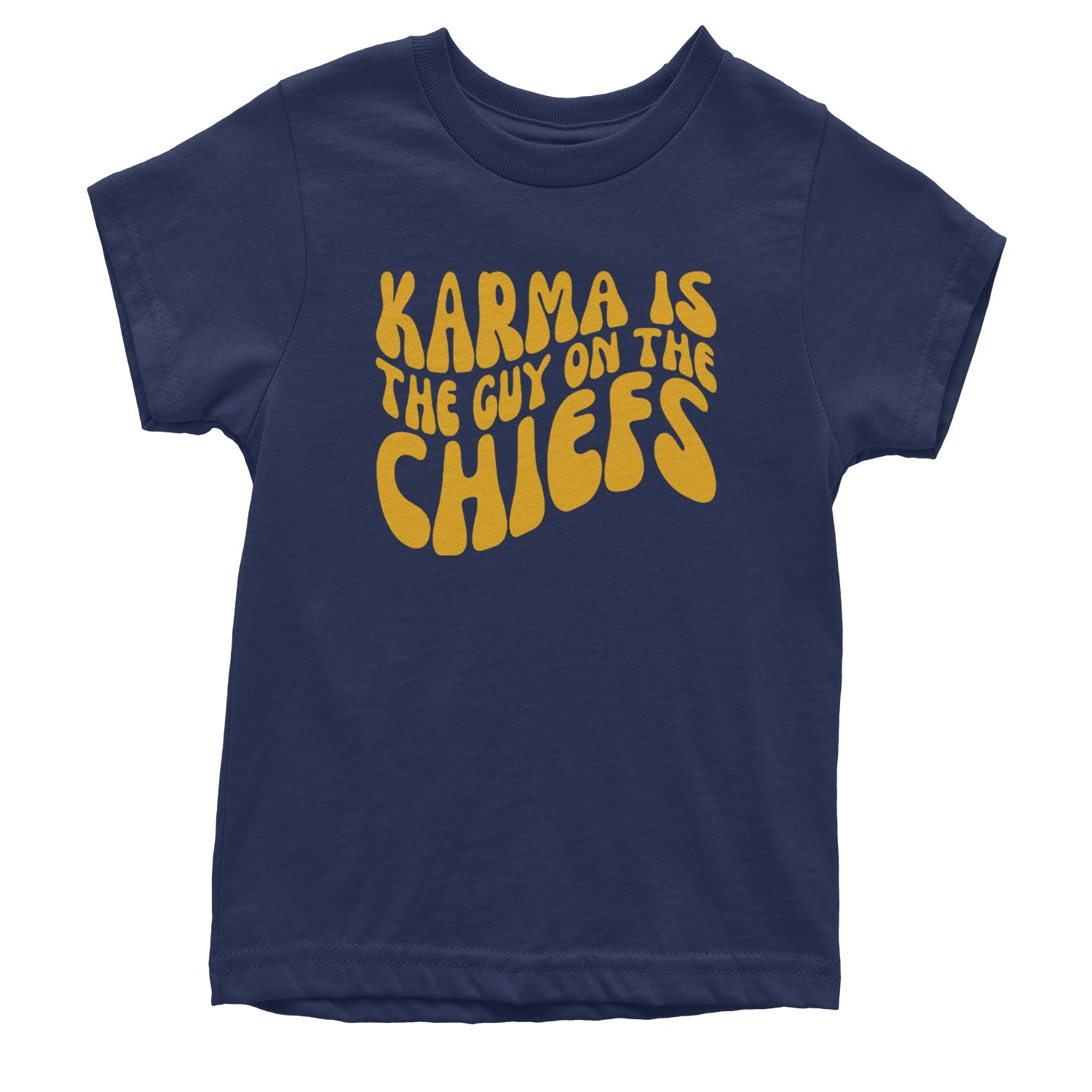 Karma Is The Guy On The Chiefs Boyfriend Youth T-shirt Navy Blue