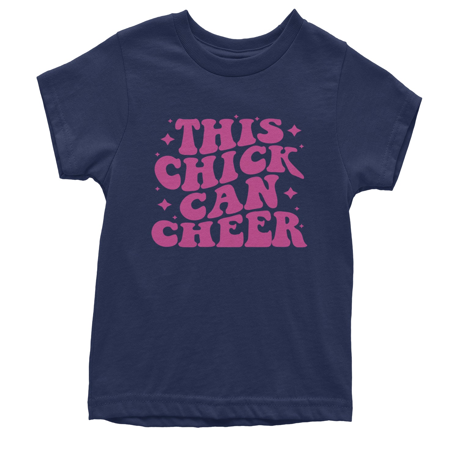 This Chick Can Cheer Youth T-shirt Navy Blue