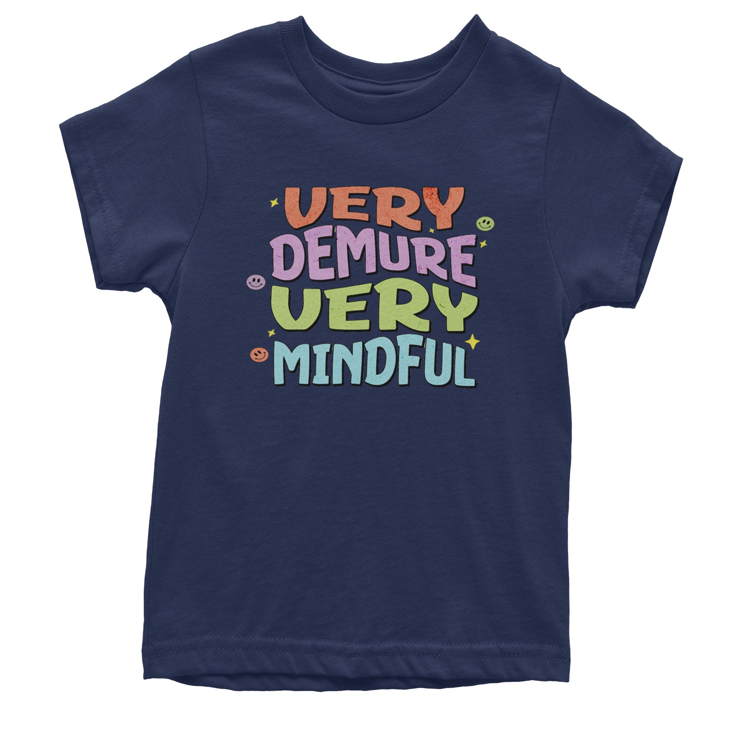 Very Demure, Very Mindful Youth T-shirt Navy Blue