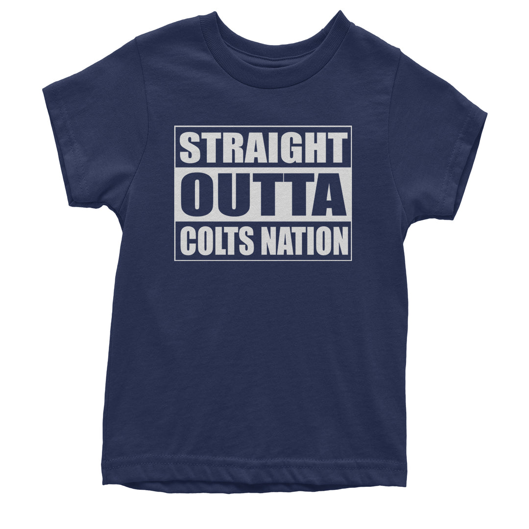 Straight Outta Colts Nation Football  Youth T-shirt Navy Blue