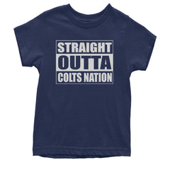 Straight Outta Colts Nation Football  Youth T-shirt Navy Blue