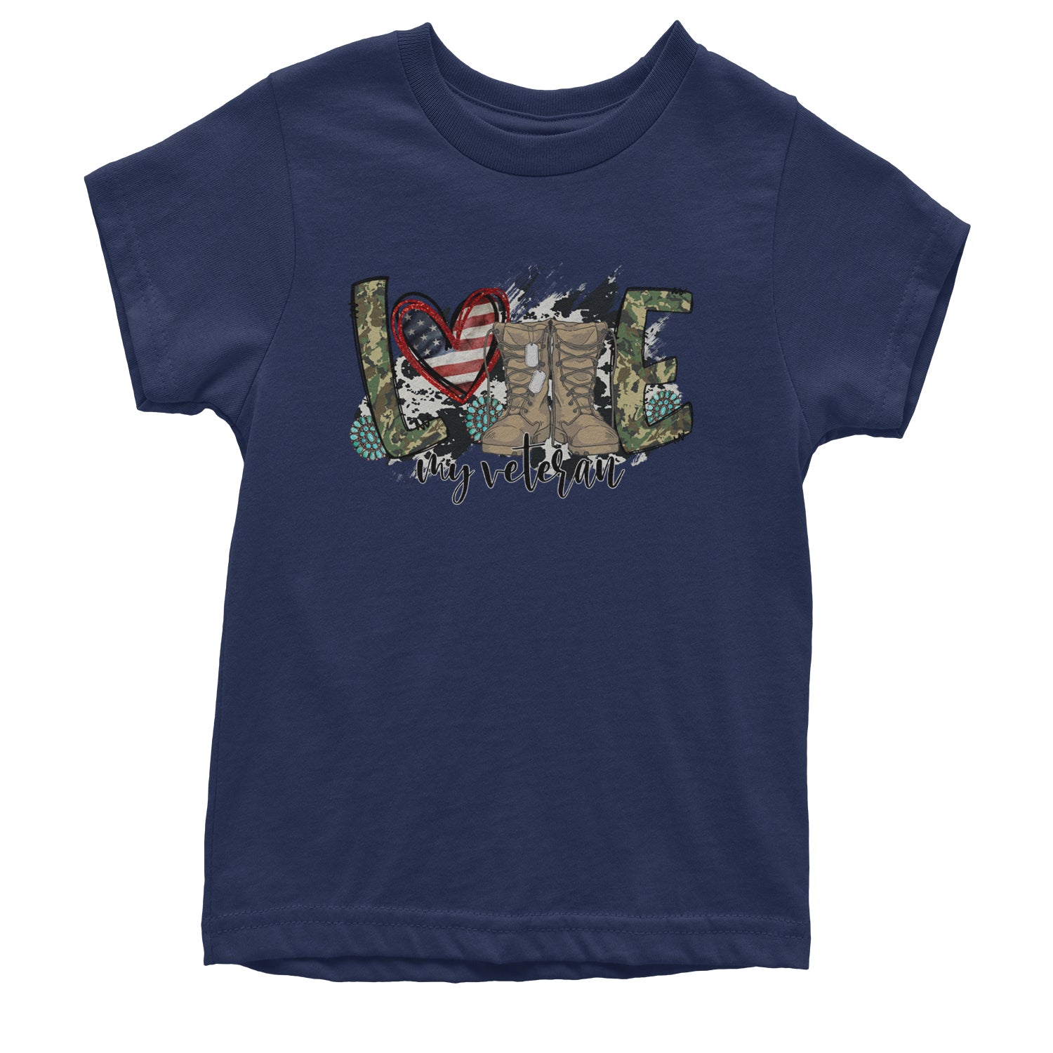 Love My Veteran Honor Veterans Day Youth T-shirt Navy Blue