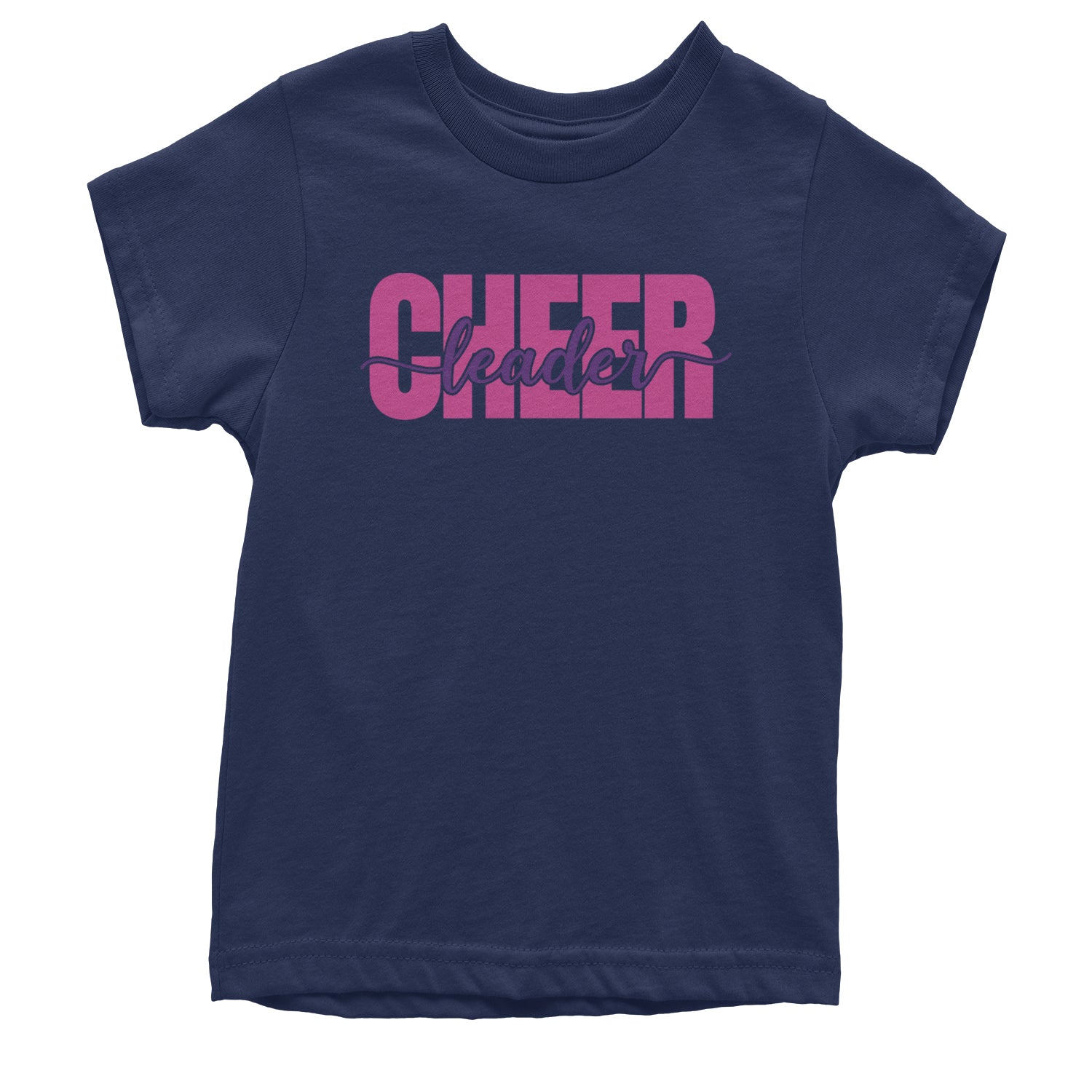 Cheerleader with Scripted Flair Youth T-shirt Navy Blue