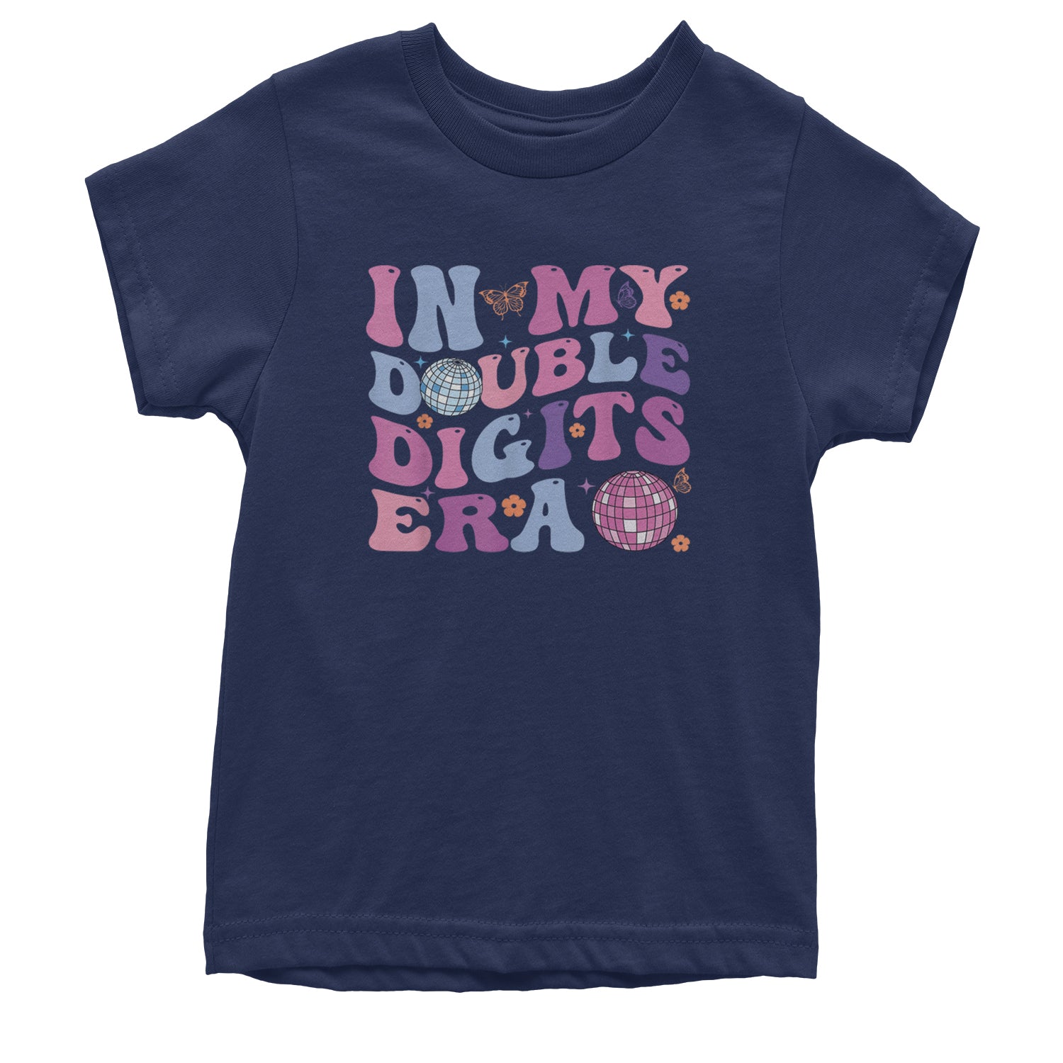 In My Double Digits Era Retro 10 Year Old 10th Birthday Youth T-shirt Navy Blue