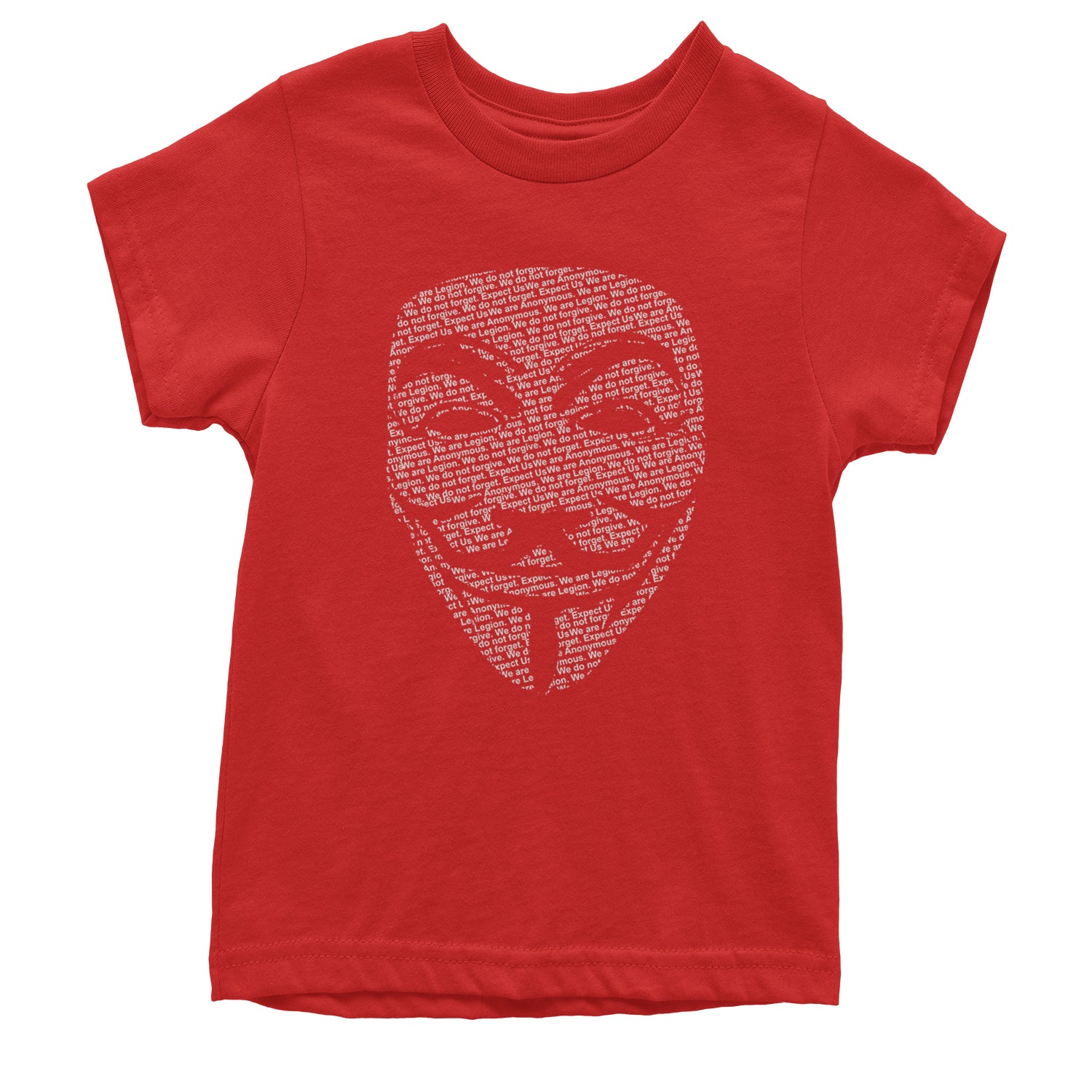 V For Vendetta Anonymous Mask Youth T-shirt Red