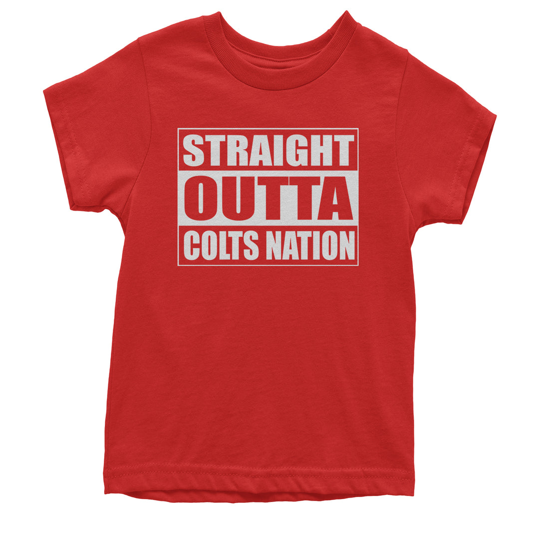 Straight Outta Colts Nation Football  Youth T-shirt Red