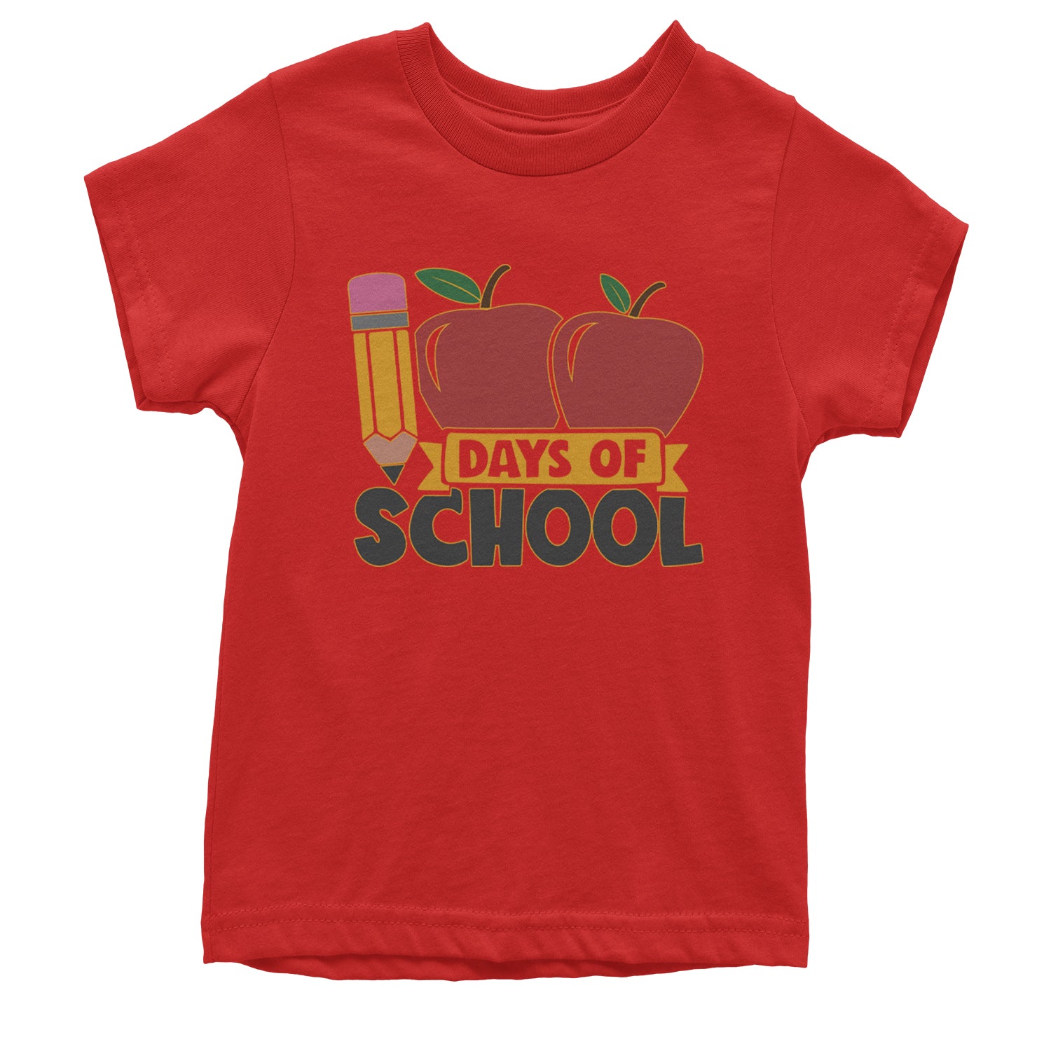 100 Days Of School Apple Pencil Youth T-shirt Red