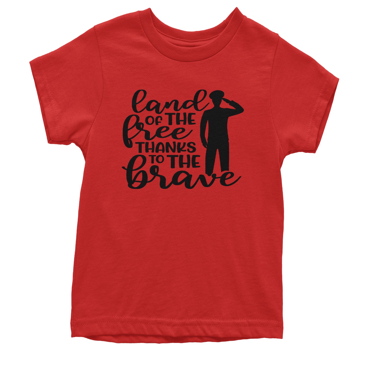 Land Of The Free Thanks To The Brave Veterans Youth T-shirt Red