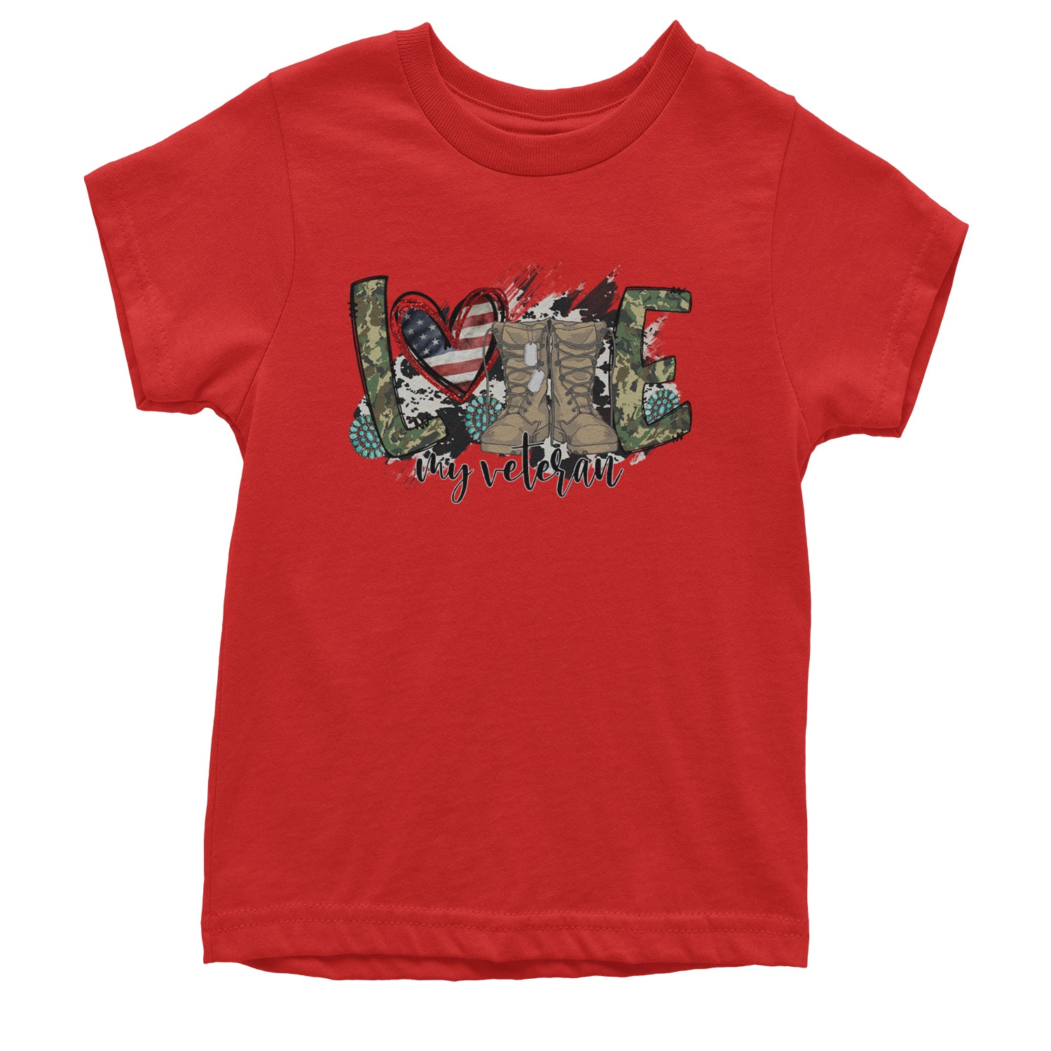 Love My Veteran Honor Veterans Day Youth T-shirt Red