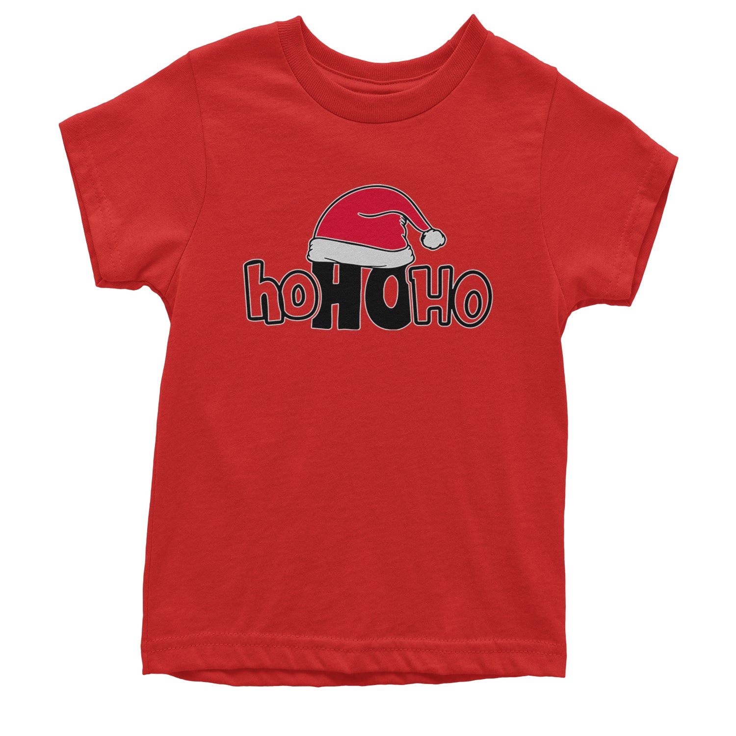 Ho Ho Ho Santa Christmas Hat Youth T-shirt Red