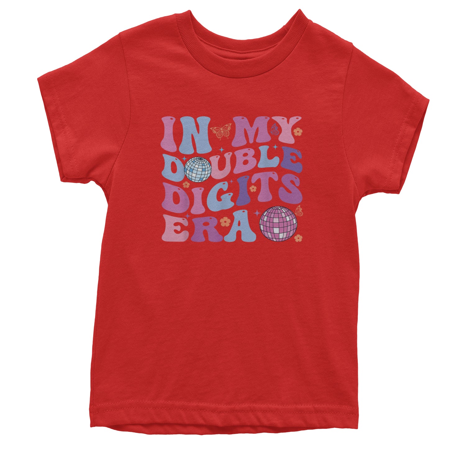 In My Double Digits Era Retro 10 Year Old 10th Birthday Youth T-shirt Red