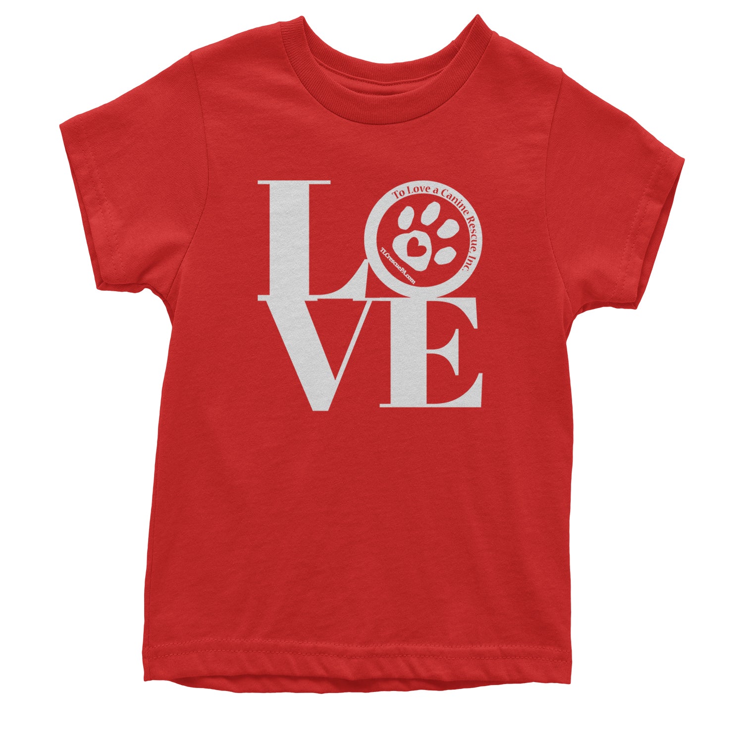 TLC LOVE Dog Rescue Youth T-shirt Red