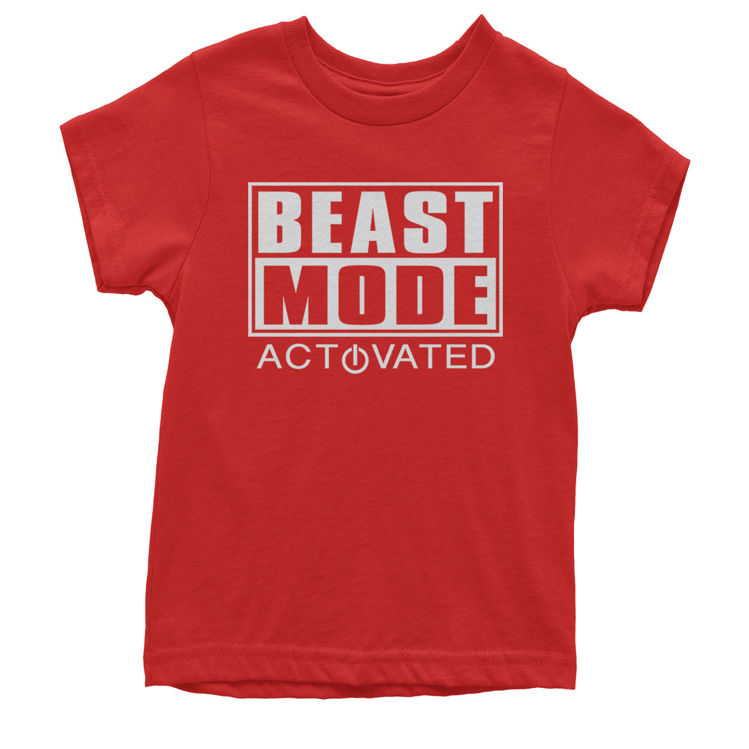Activated Beast Mode Workout Gym Clothing Youth T-shirt Red