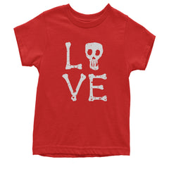 Love Skeleton Bones Youth T-shirt Red