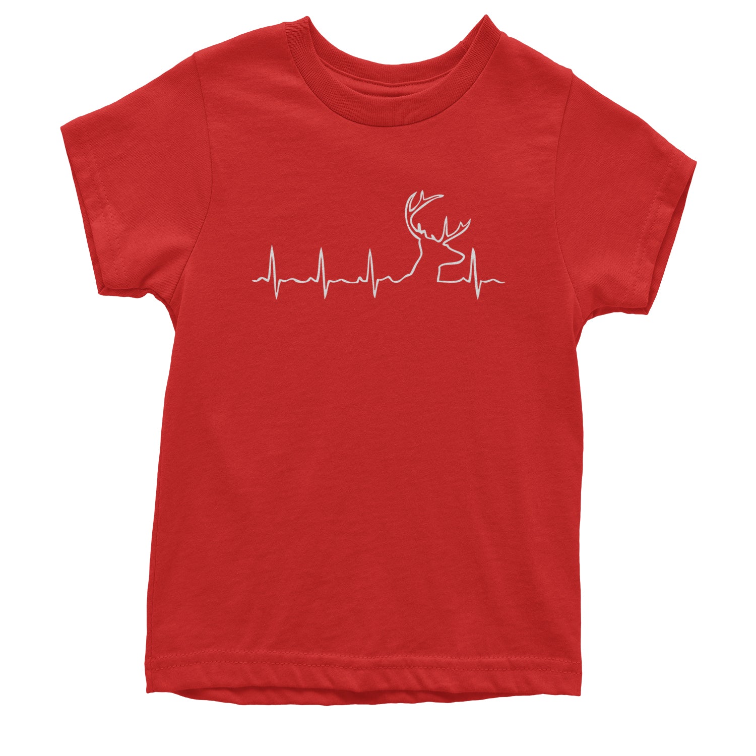 Hunting Heartbeat Deer Hunter Buck Stag Antlers  Youth T-shirt Red