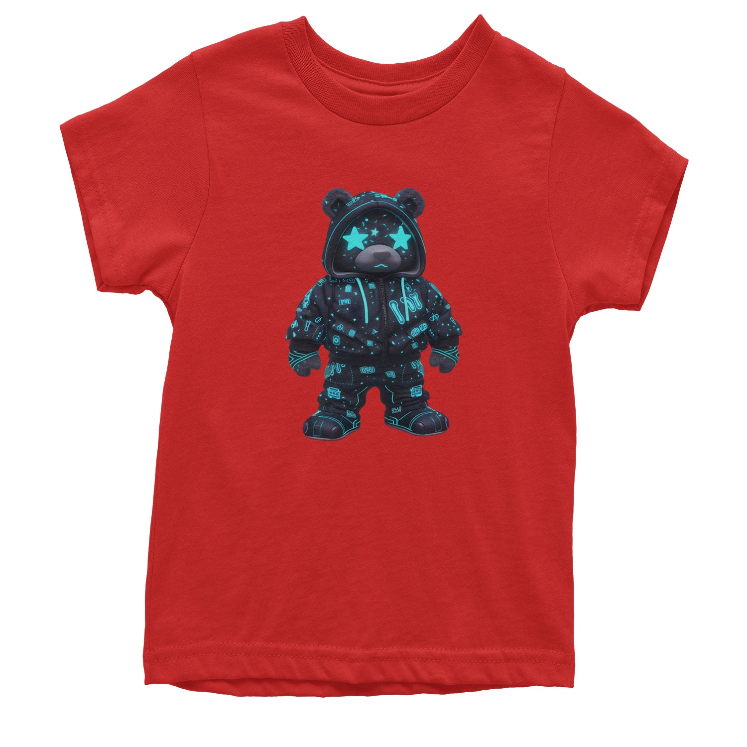 Starry Eyed Vaporwave Urban Graffiti Bear Youth T-shirt Red