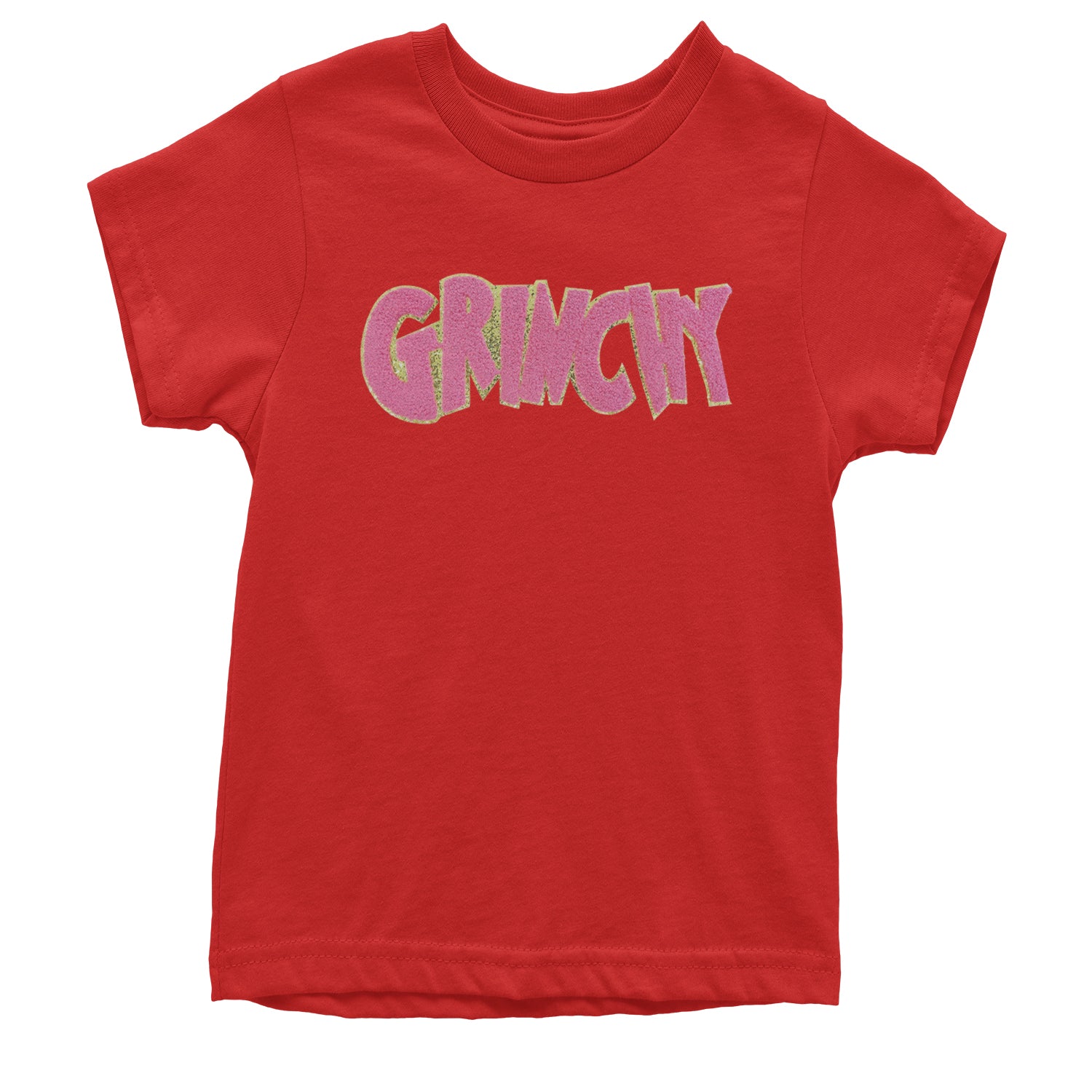 Pink Gr-nchy Chenille Patch Youth T-shirt Red