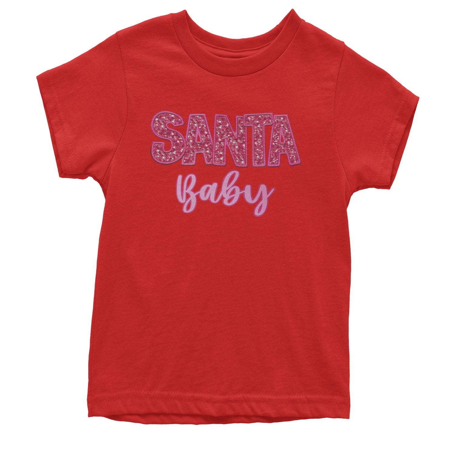 Santa Baby Faux Patch and Sequins Youth T-shirt Red