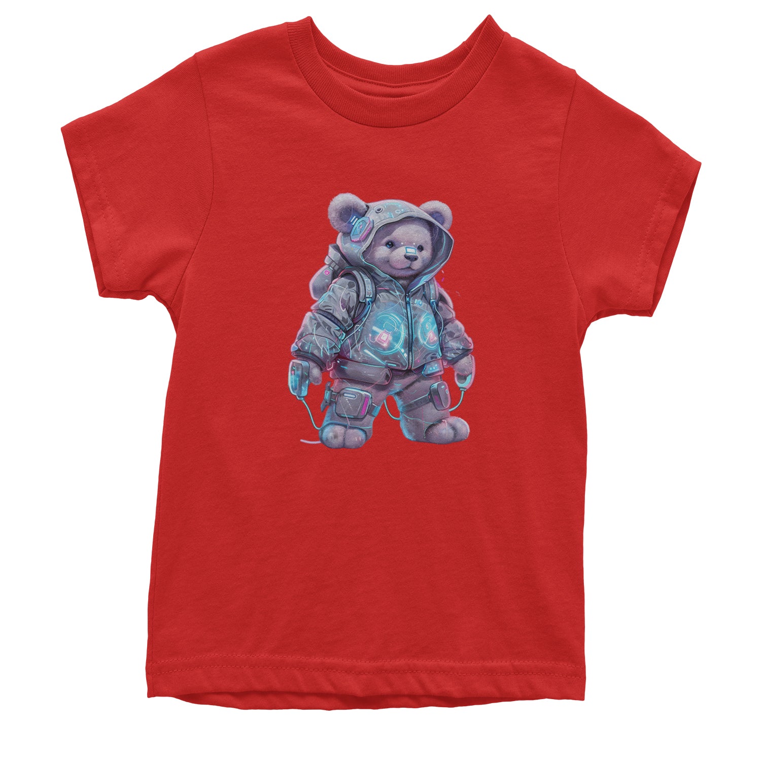 Cyberpunk Adventure Urban Graffiti Bear Youth T-shirt Red