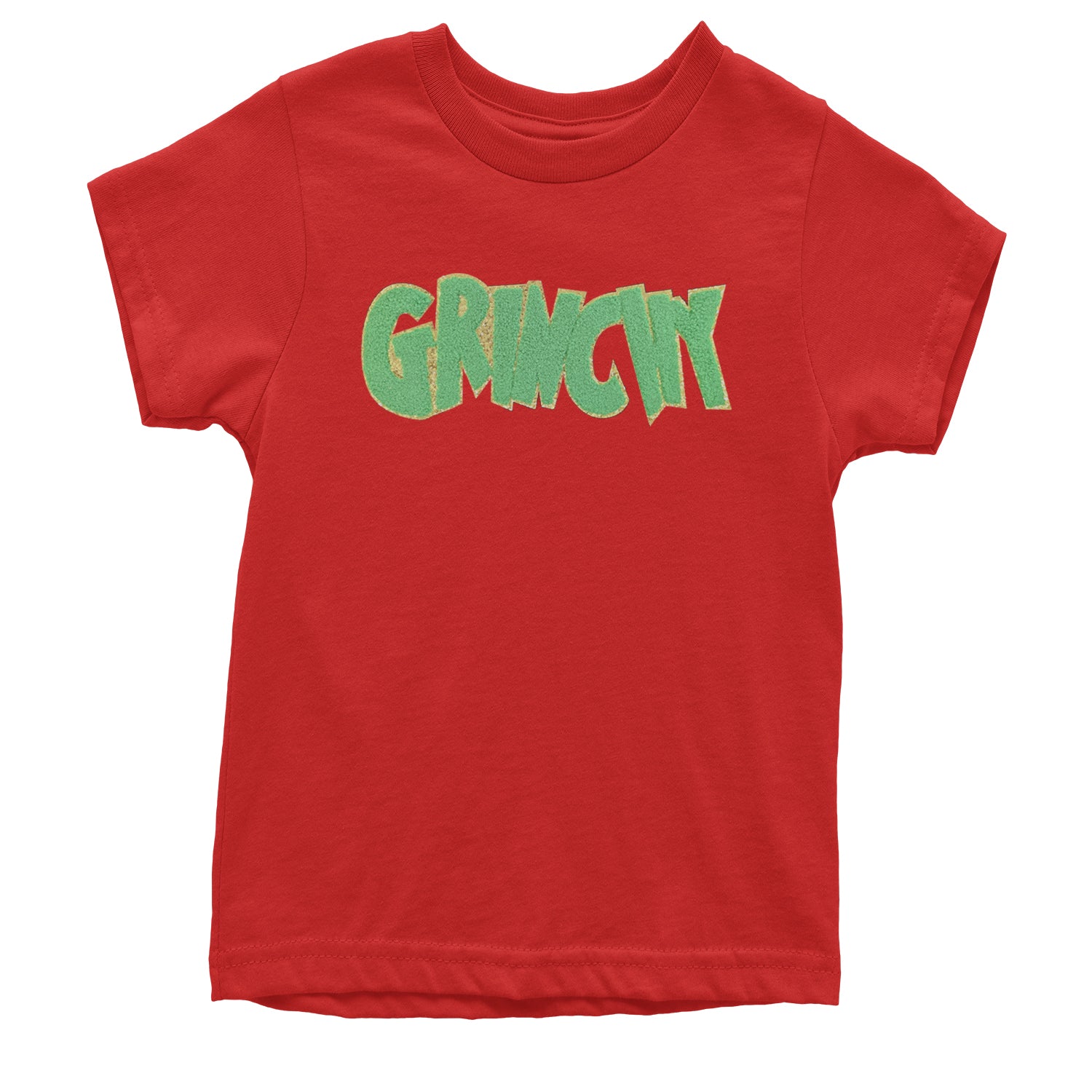 Green Gr-nchy Chenille Patch Youth T-shirt Red