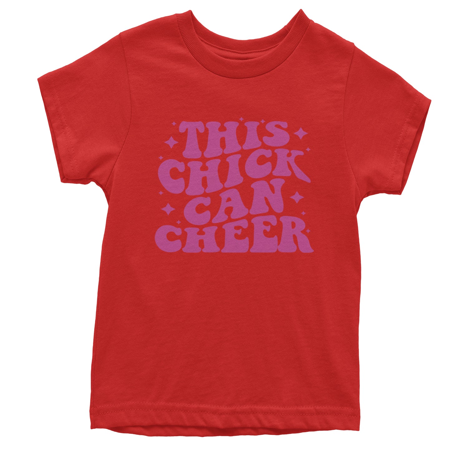 This Chick Can Cheer Youth T-shirt Red