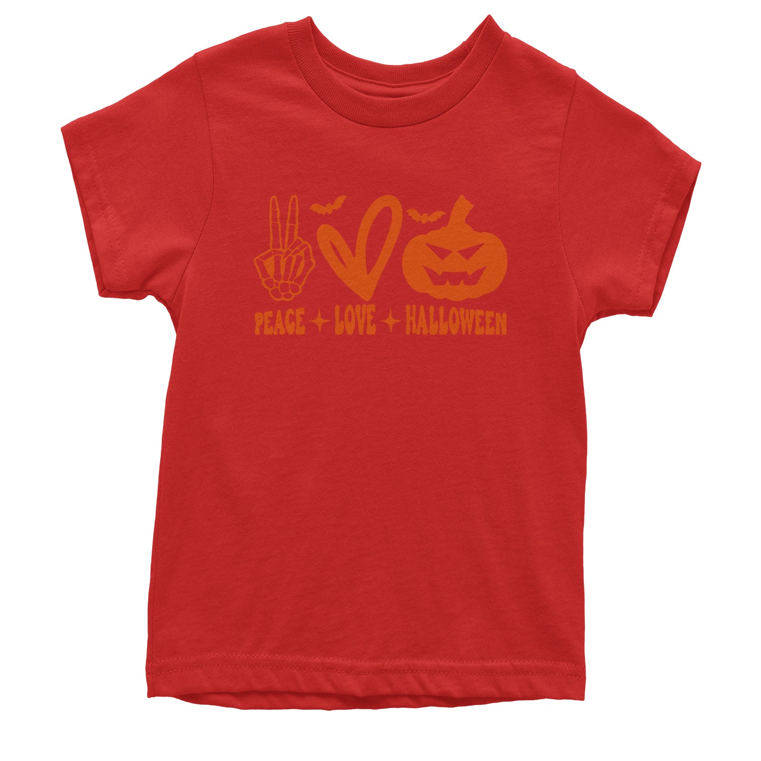 Peace, Love and Halloween Youth T-shirt Red