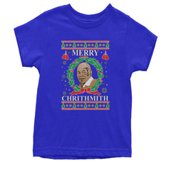 Merry Chrithmith Ugly Christmas Youth T-shirt Royal Blue
