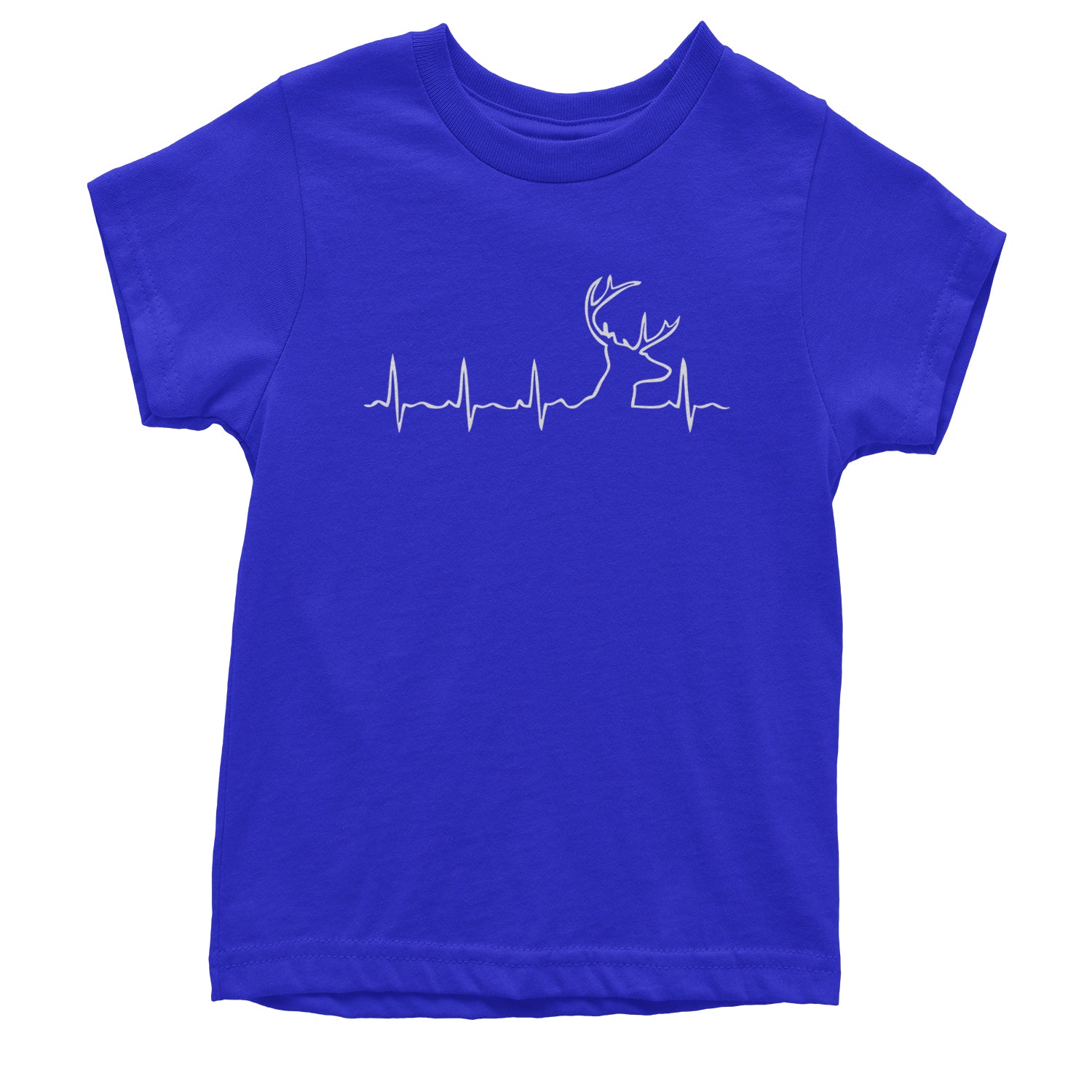 Hunting Heartbeat Deer Hunter Buck Stag Antlers  Youth T-shirt Royal Blue