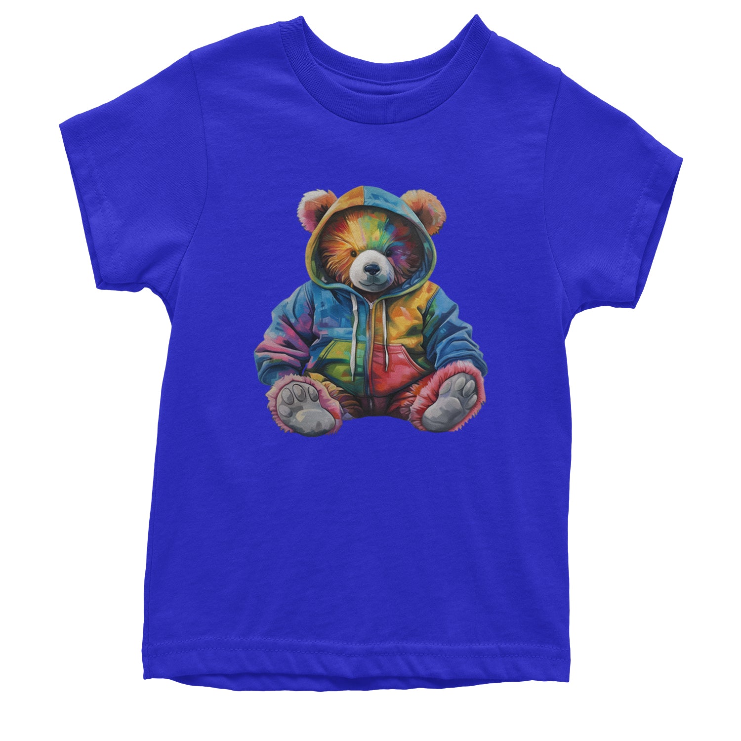 Rainbow Streetwear Urban Graffiti Bear Youth T-shirt Royal Blue