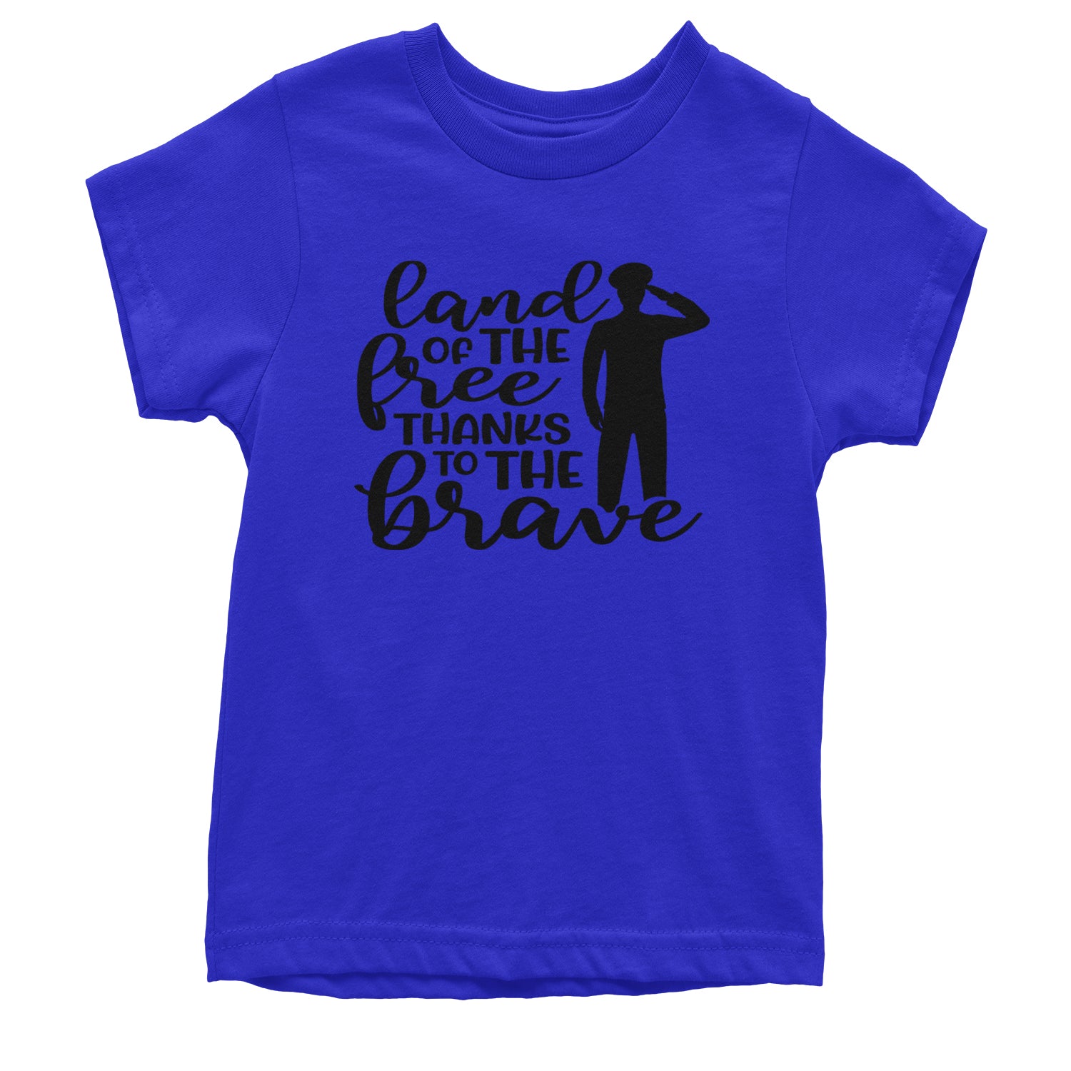 Land Of The Free Thanks To The Brave Veterans Youth T-shirt Royal Blue