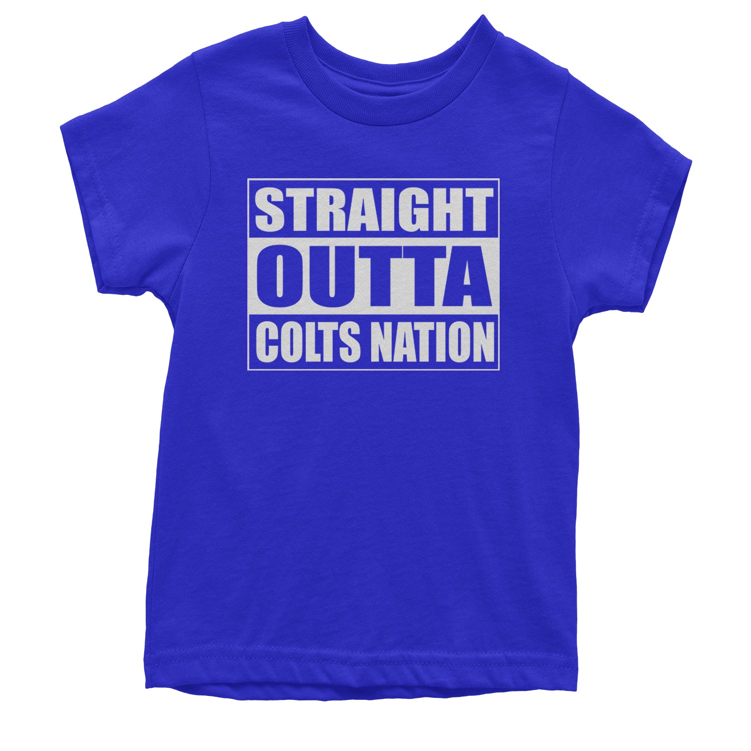 Straight Outta Colts Nation Football  Youth T-shirt Royal Blue