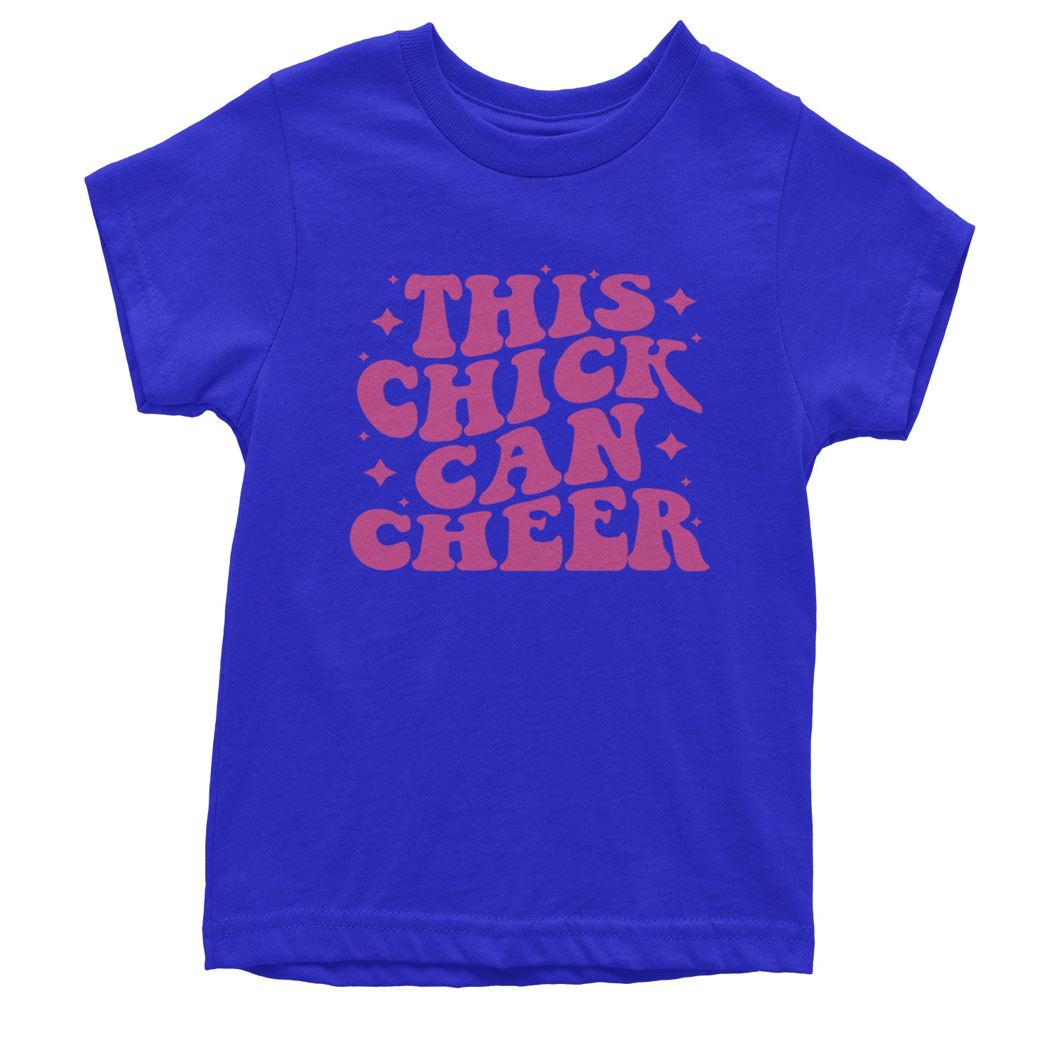 This Chick Can Cheer Youth T-shirt Royal Blue