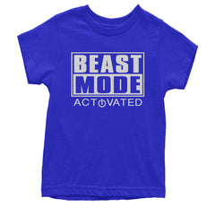 Activated Beast Mode Workout Gym Clothing Youth T-shirt Royal Blue
