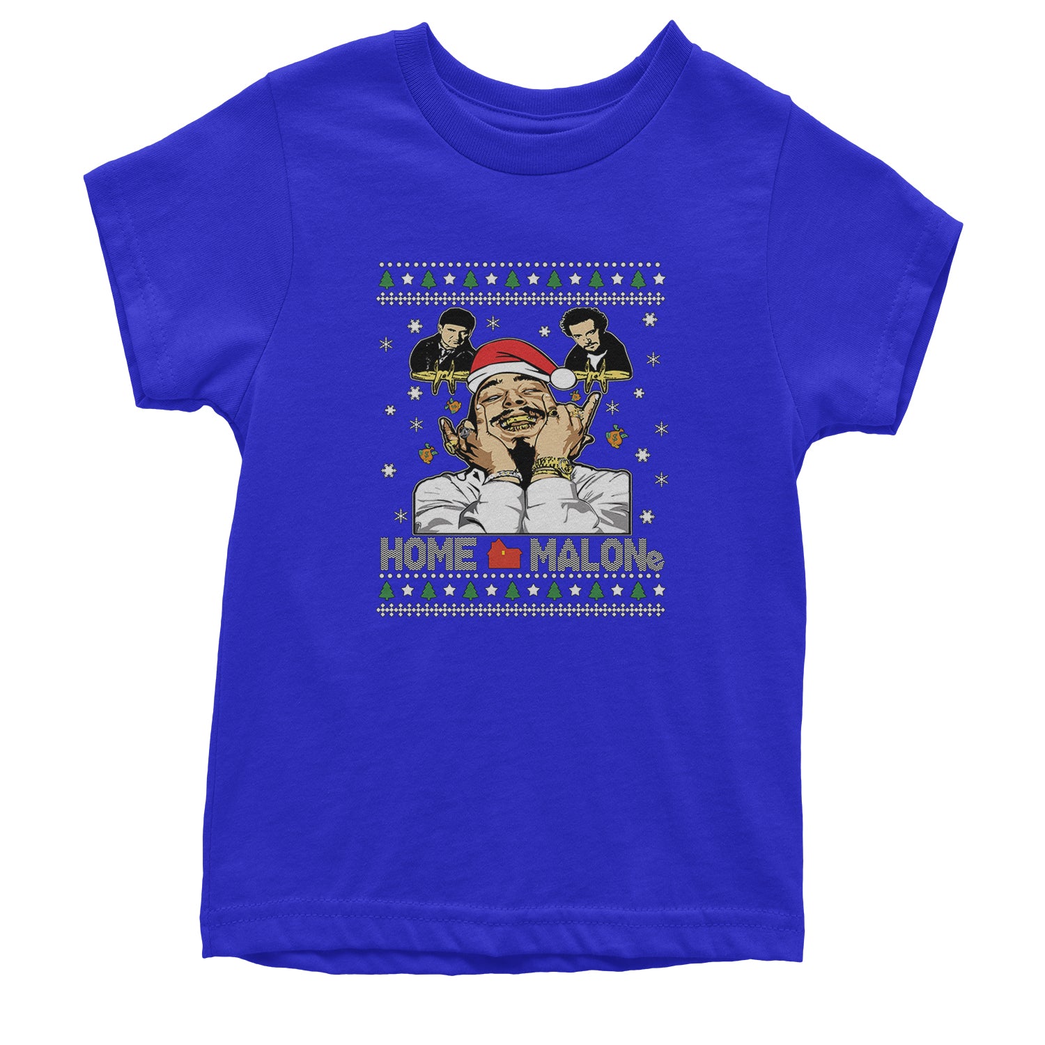 Home Malone Ugly Christmas Youth T-shirt Royal Blue