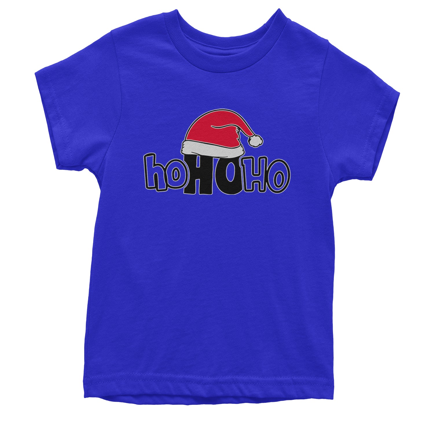 Ho Ho Ho Santa Christmas Hat Youth T-shirt Royal Blue