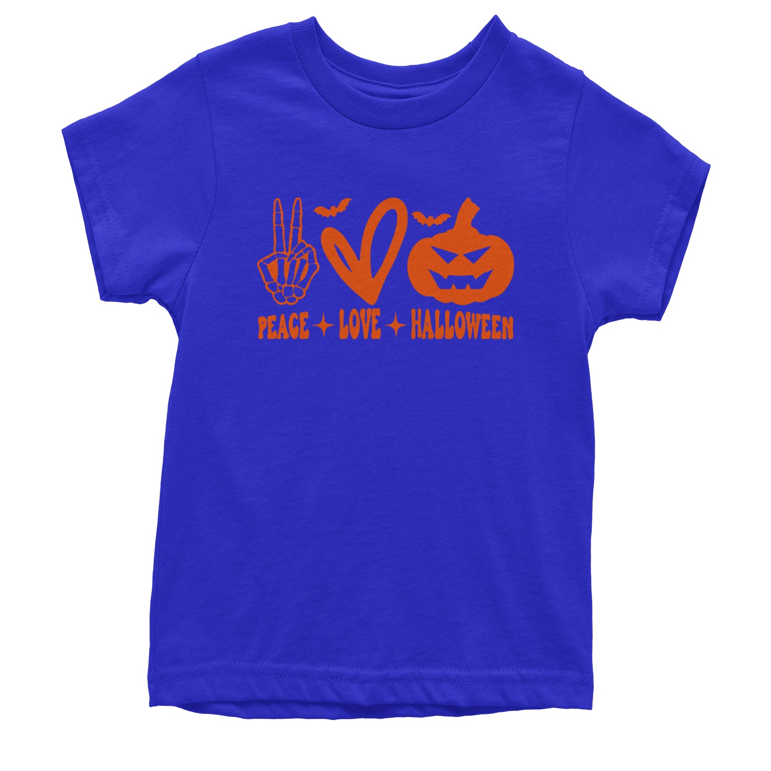 Peace, Love and Halloween Youth T-shirt Royal Blue