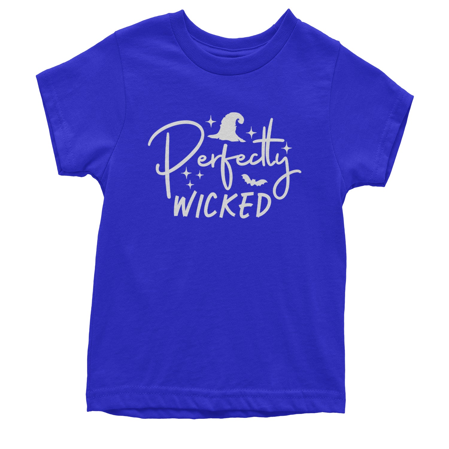 Perfectly Wicked Witchy Halloween Youth T-shirt Royal Blue