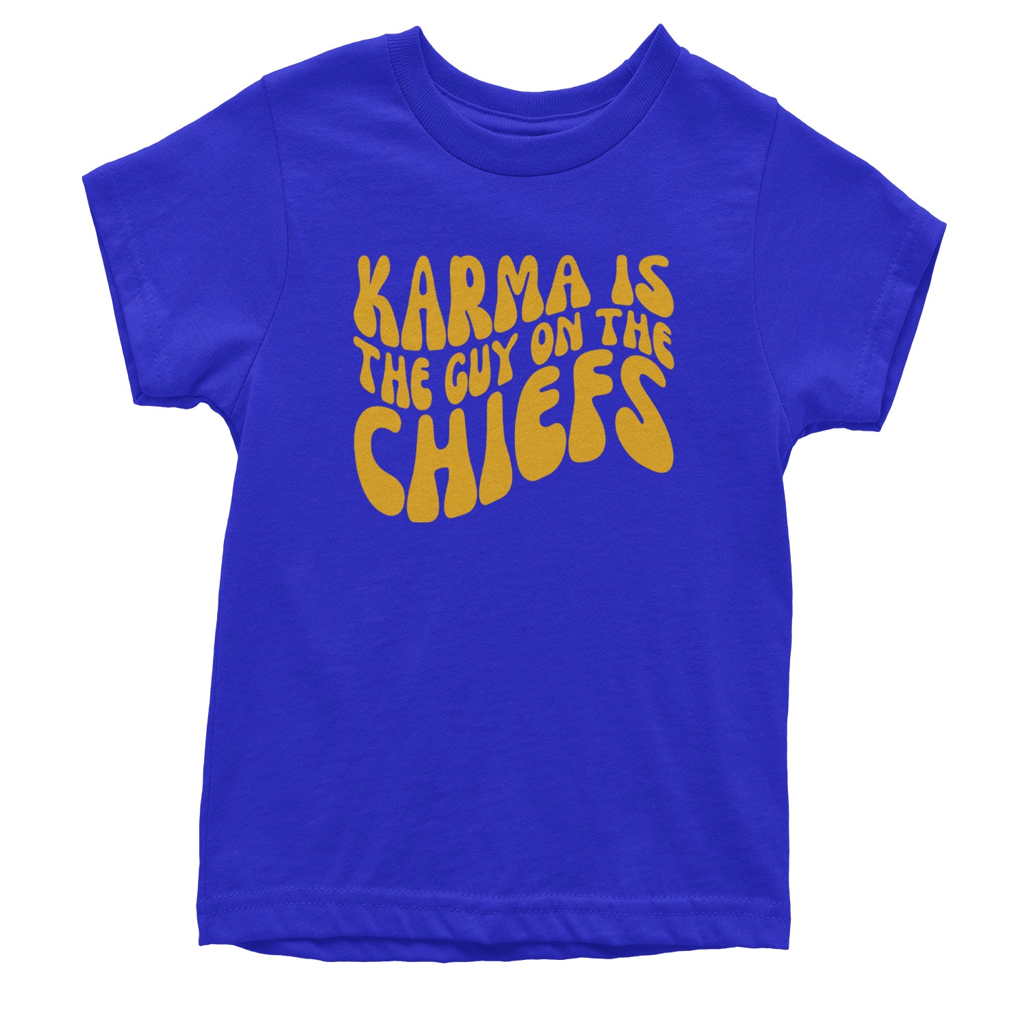 Karma Is The Guy On The Chiefs Boyfriend Youth T-shirt Royal Blue