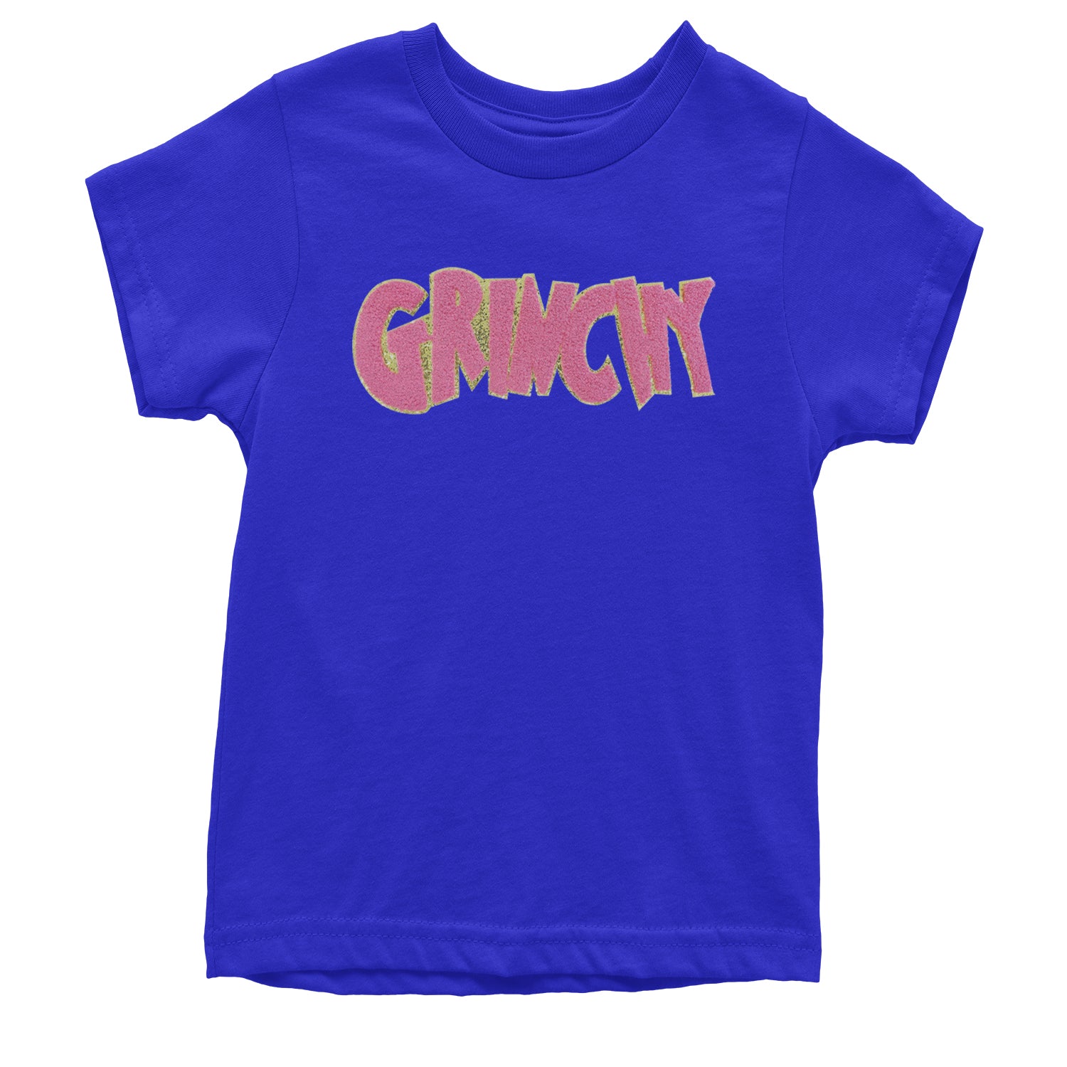 Pink Gr-nchy Chenille Patch Youth T-shirt Royal Blue