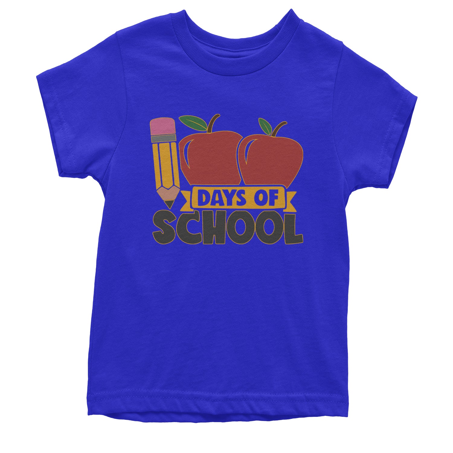 100 Days Of School Apple Pencil Youth T-shirt Royal Blue