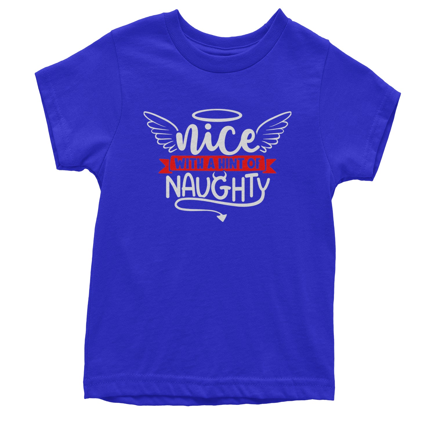 Nice with a Hint of Naughty Christmas Youth T-shirt Royal Blue