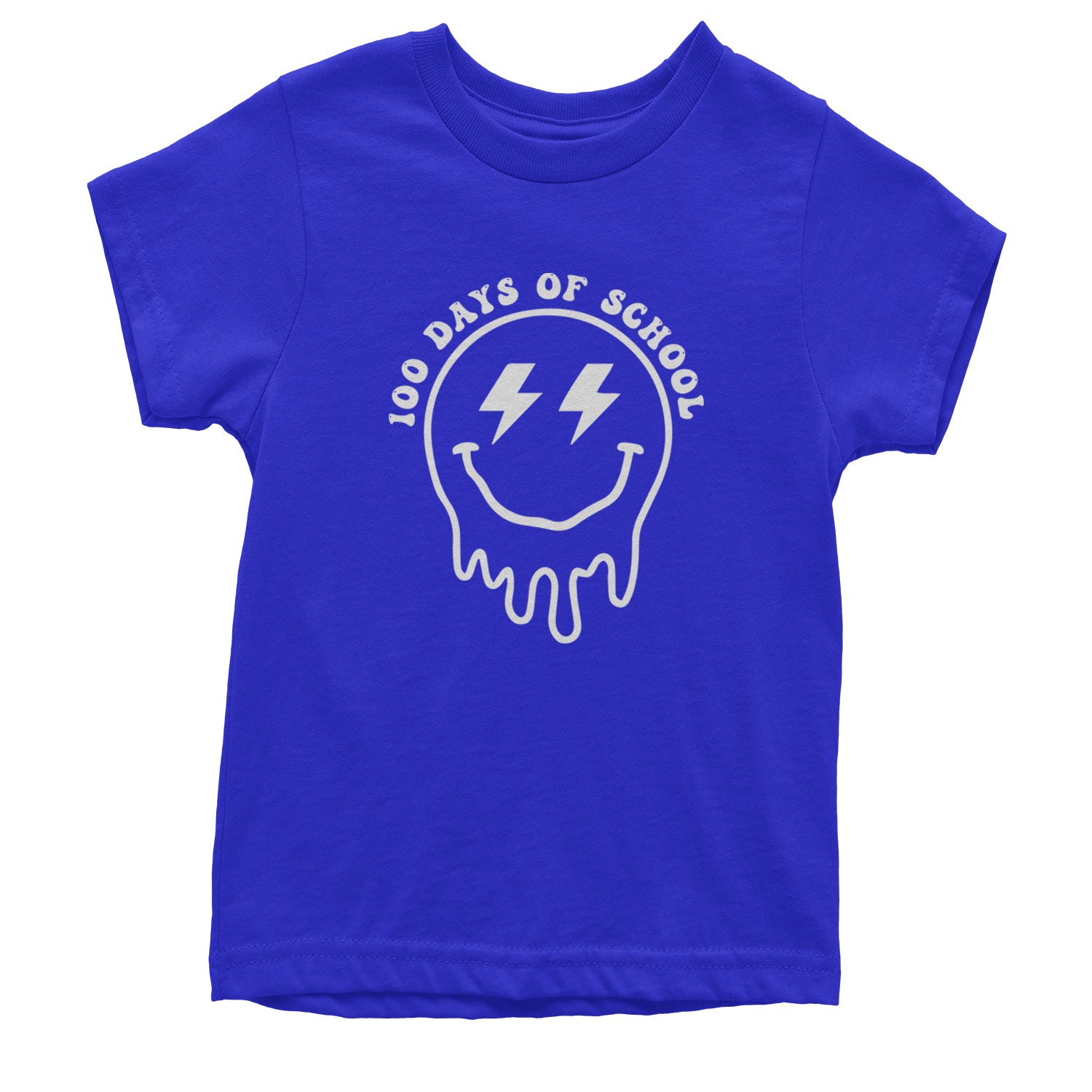 Melting Smile Face 100 Days Of School Youth T-shirt Royal Blue