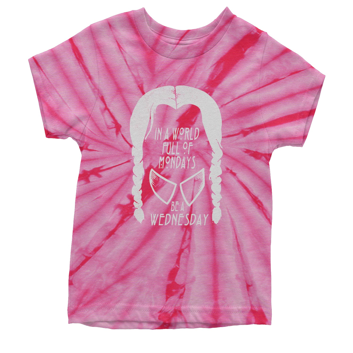 In  A World Full Of Mondays, Be A Wednesday Youth T-shirt Tie-Dye Spider Pink