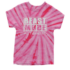 Activated Beast Mode Workout Gym Clothing Youth T-shirt Tie-Dye Spider Pink