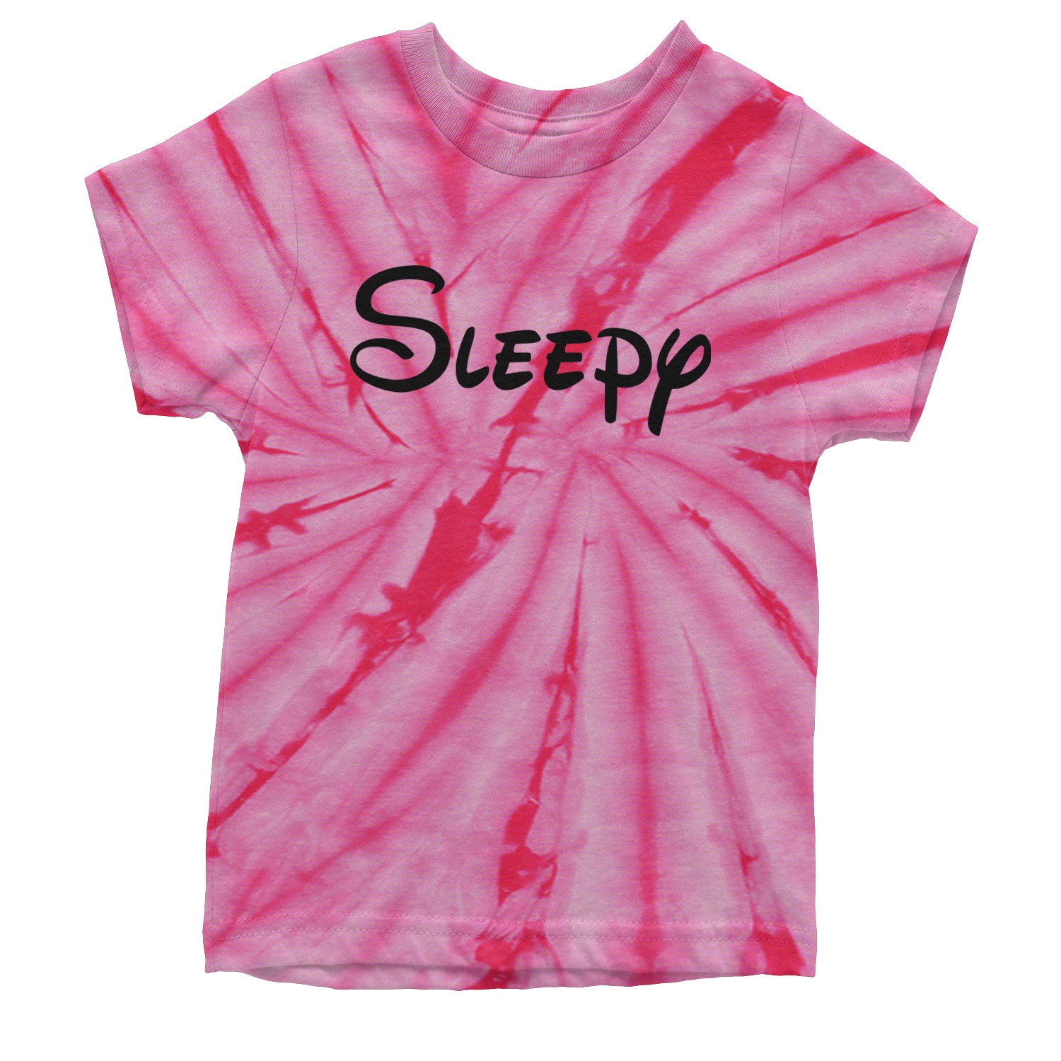 Sleepy - 7 Dwarfs Costume Youth T-shirt Tie-Dye Spider Pink