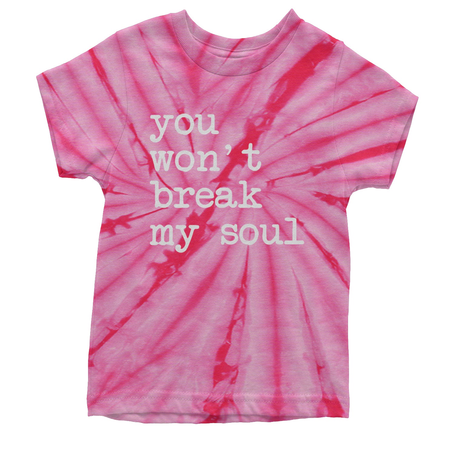 You Won't Break My Soul  Youth T-shirt Tie-Dye Spider Pink